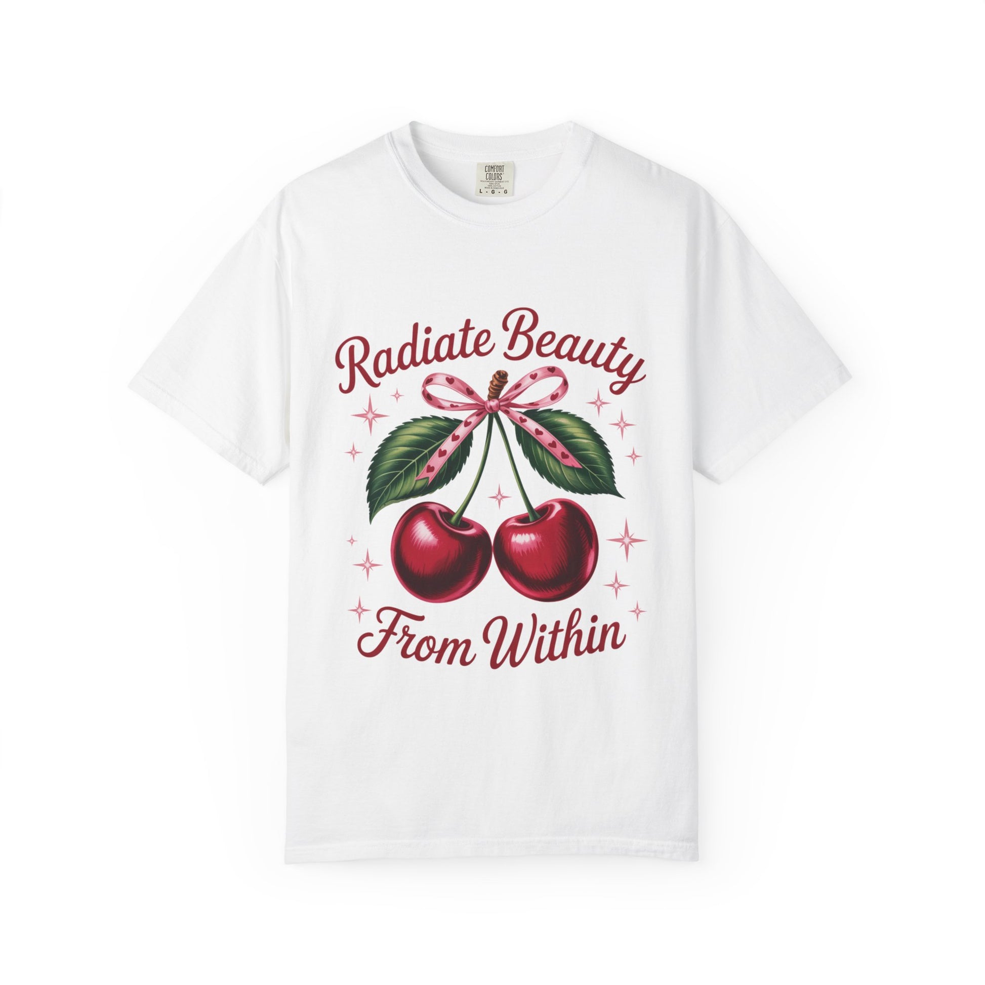 Radiate Beauty Cherry T-Shirt | Unisex Tee, Gift for Her, Positive Affirmation, Summer Fashion, Cute Graphic Tee - Toddcraft