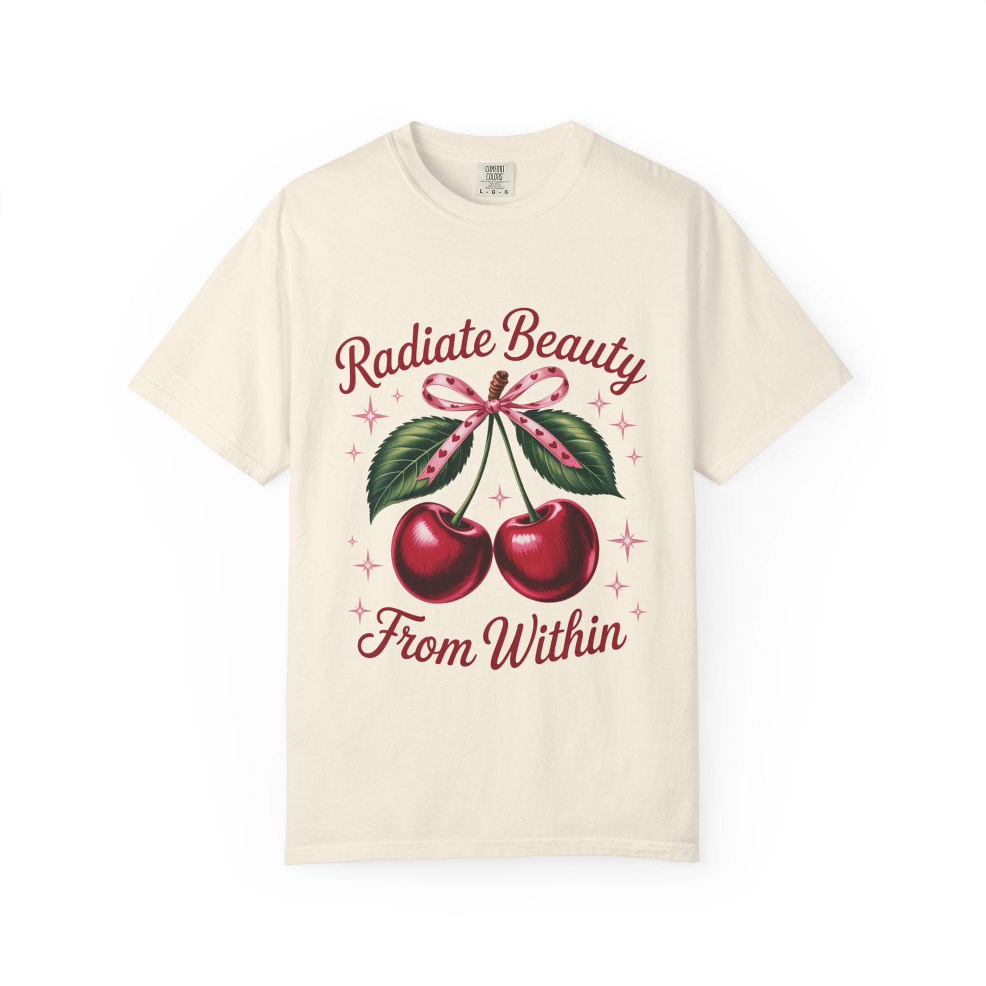 Radiate Beauty Cherry T-Shirt | Unisex Tee, Gift for Her, Positive Affirmation, Summer Fashion, Cute Graphic Tee - Toddcraft