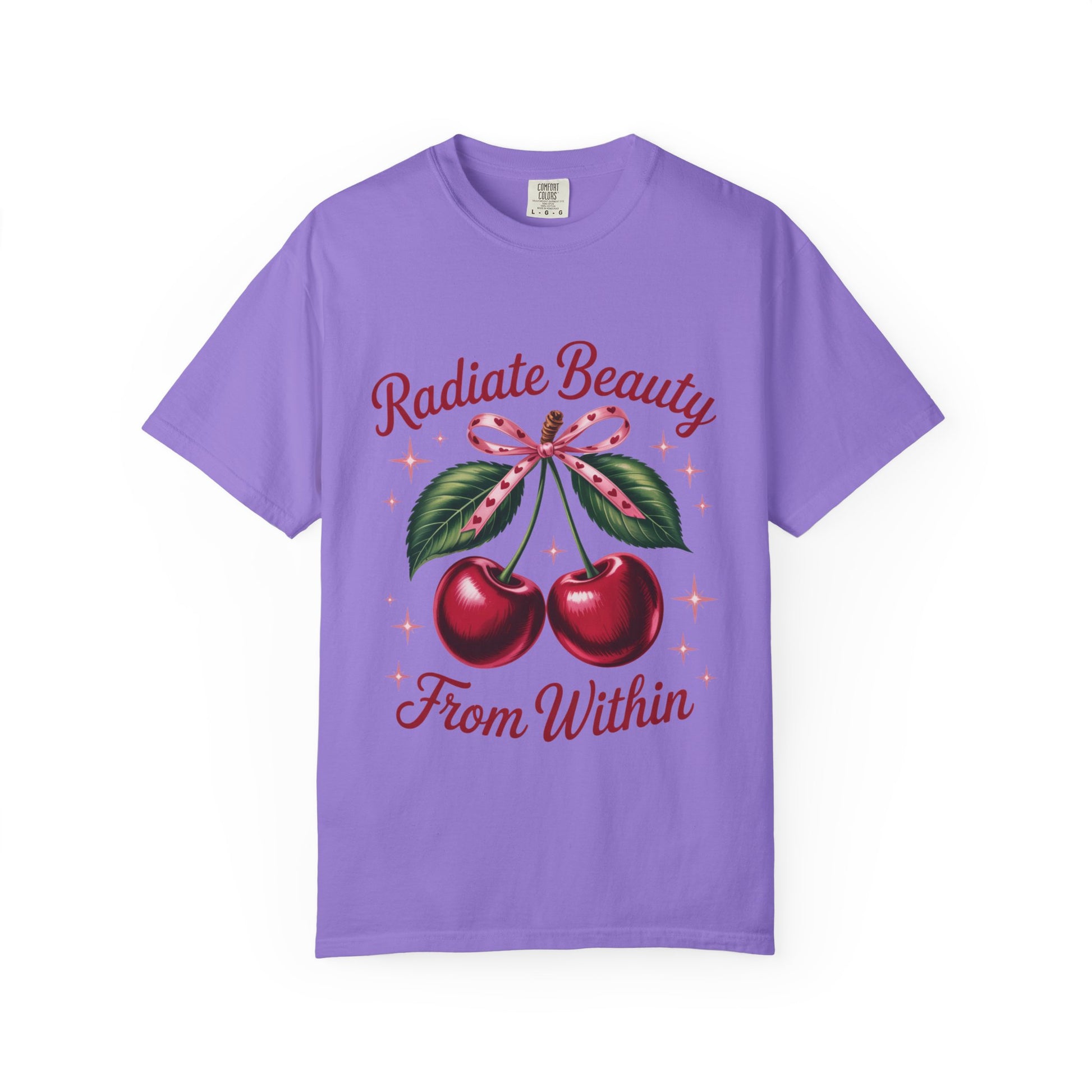 Radiate Beauty Cherry T-Shirt | Unisex Tee, Gift for Her, Positive Affirmation, Summer Fashion, Cute Graphic Tee - Toddcraft
