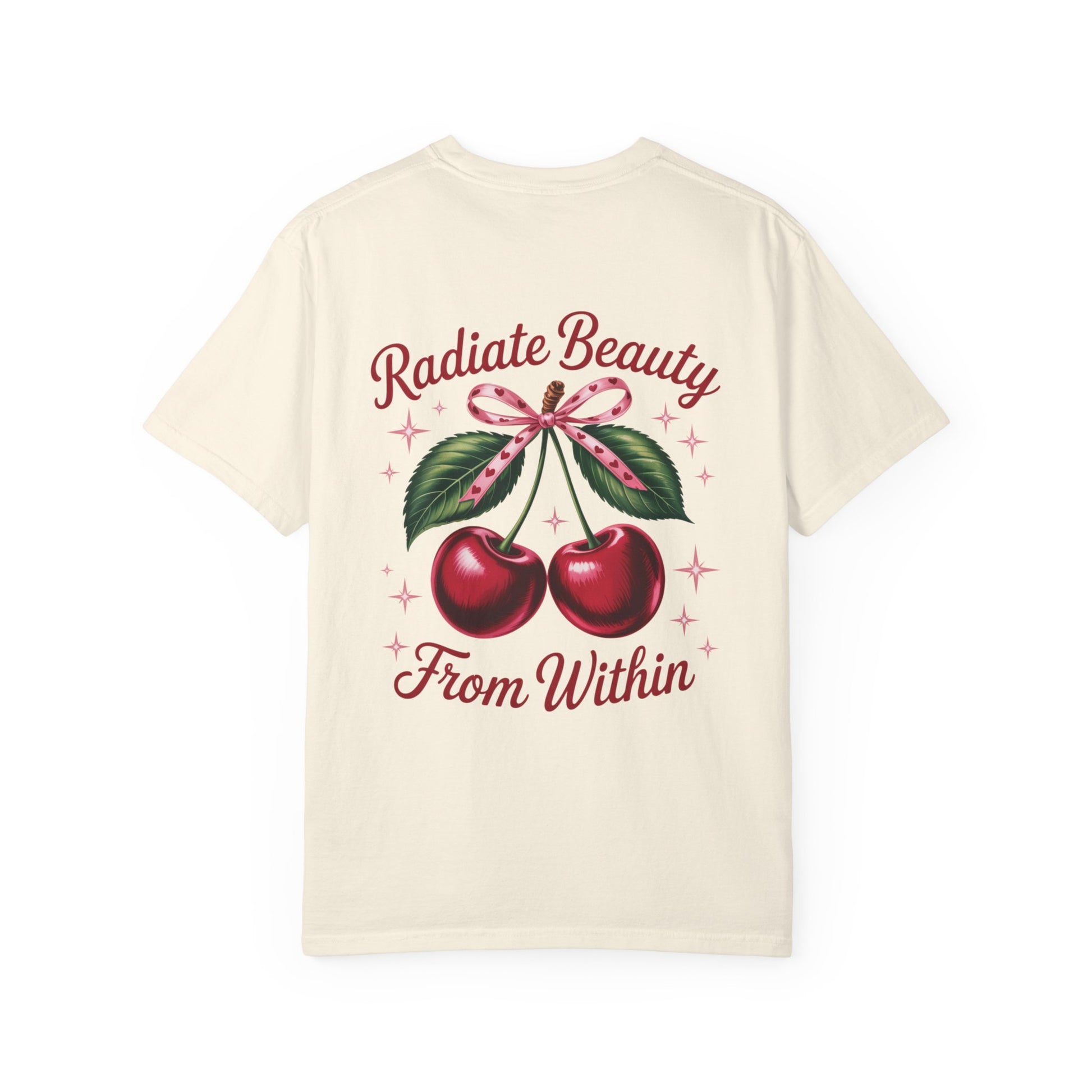 Radiate Beauty Cherry T-Shirt | Unisex Tee, Gift for Her, Positive Affirmation, Summer Fashion, Cute Graphic Tee - Toddcraft