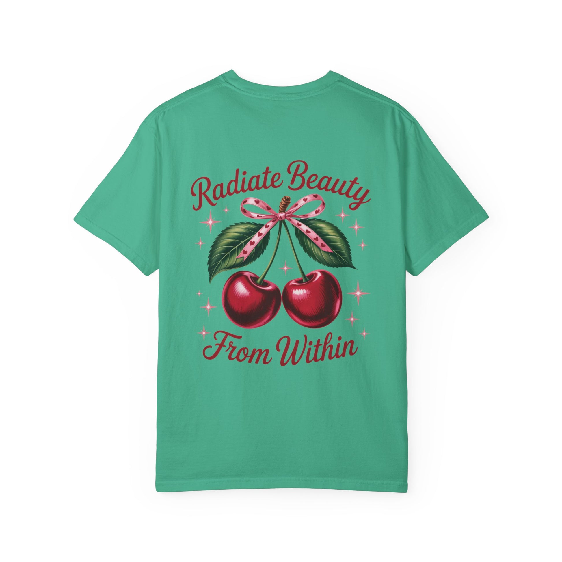 Radiate Beauty Cherry T-Shirt | Unisex Tee, Gift for Her, Positive Affirmation, Summer Fashion, Cute Graphic Tee - Toddcraft