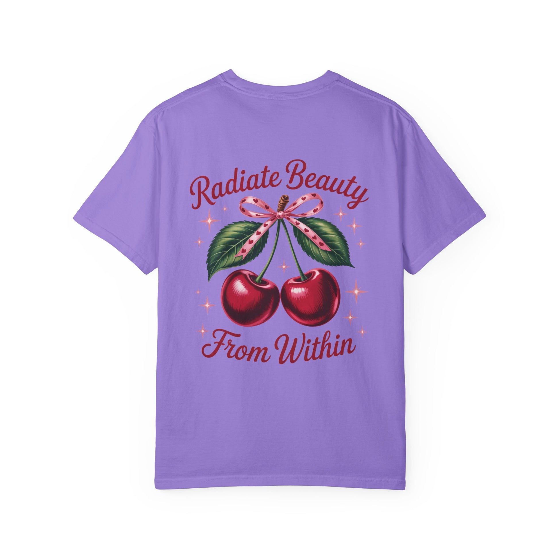 Radiate Beauty Cherry T-Shirt | Unisex Tee, Gift for Her, Positive Affirmation, Summer Fashion, Cute Graphic Tee - Toddcraft