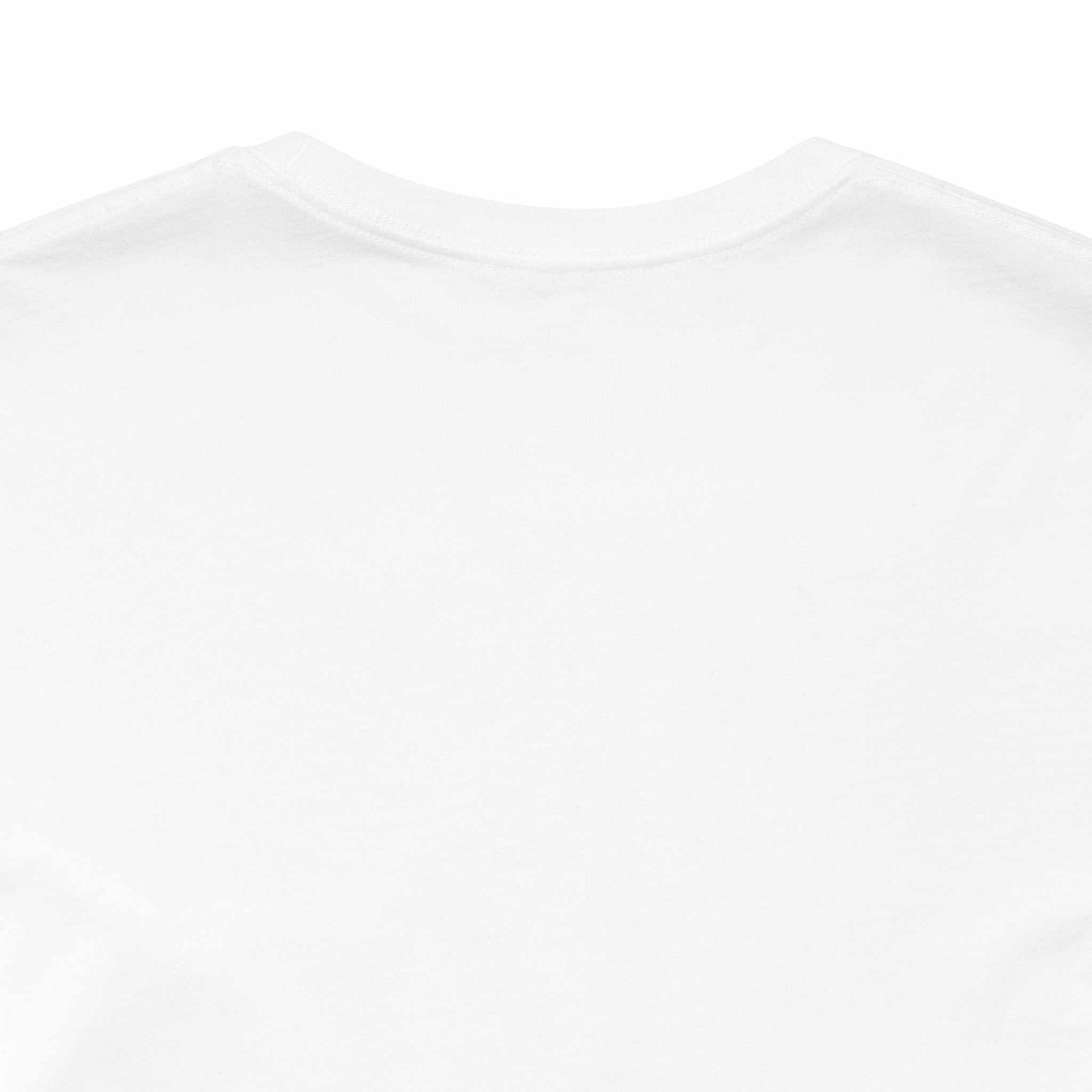 Unisex Jersey Short Sleeve Tee with ribbed knit collar in soft white cotton.