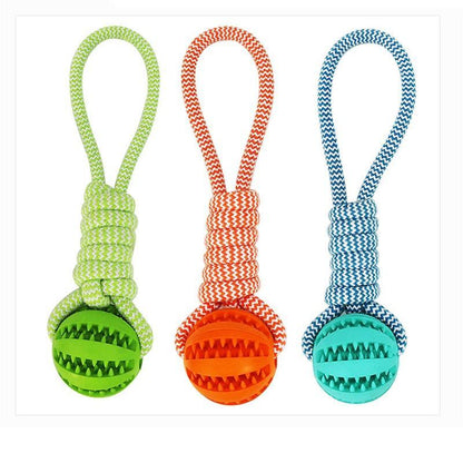 Durable Rubber Ball Chew Toy with Cotton Rope - Toddcraft