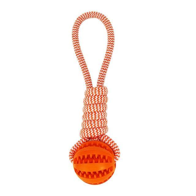 Durable Rubber Ball Chew Toy with Cotton Rope - Toddcraft