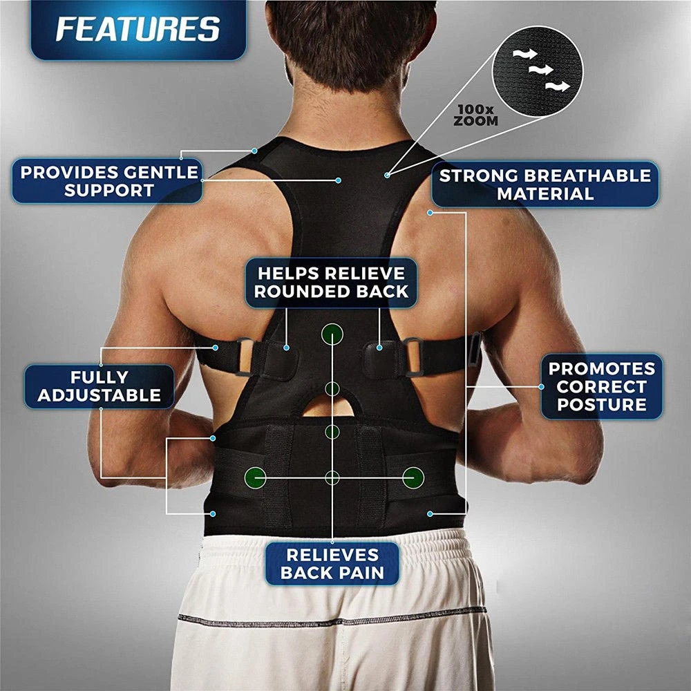 Posture Corrector Support Magnetic Back Shoulder Brace Belt Band For - Toddcraft