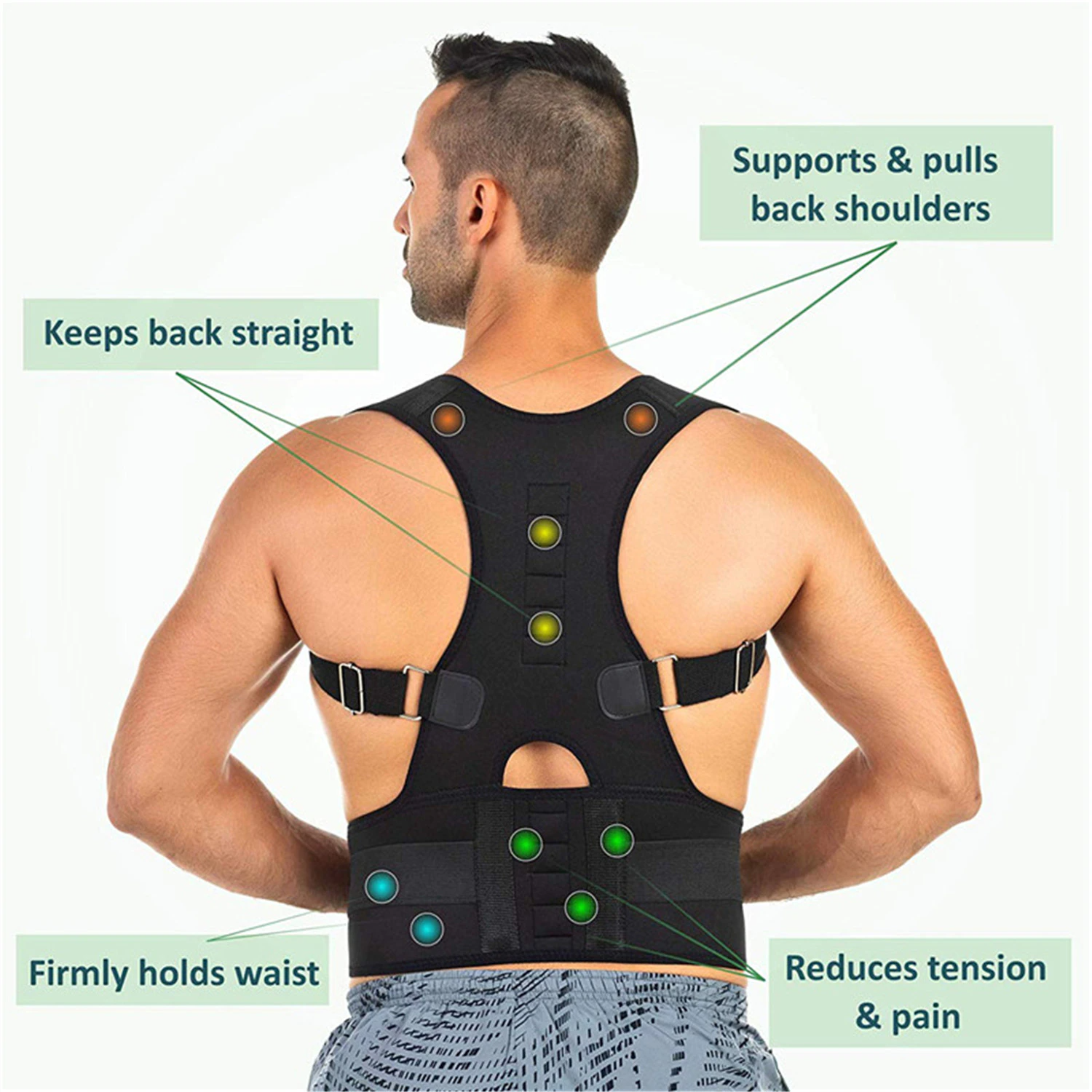 Posture Corrector Support Magnetic Back Shoulder Brace Belt Band For - Toddcraft