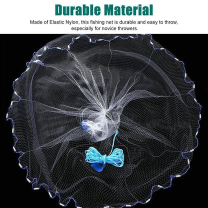 6/8/10/12/16FT Fishing Cast Net Bait Easy Throw Hand Cast Strong Nylon - Toddcraft