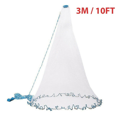 6/8/10/12/16FT Fishing Cast Net Bait Easy Throw Hand Cast Strong Nylon - Toddcraft