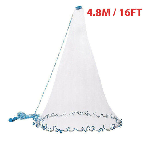 6/8/10/12/16FT Fishing Cast Net Bait Easy Throw Hand Cast Strong Nylon - Toddcraft