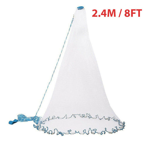 6/8/10/12/16FT Fishing Cast Net Bait Easy Throw Hand Cast Strong Nylon - Toddcraft