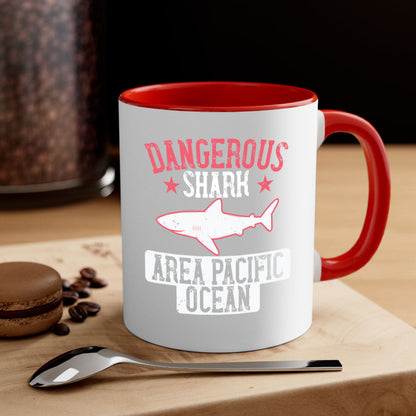 Dangerous Shark Area Pacific Ocean Mug - Shark Lover Coffee Cup Gift