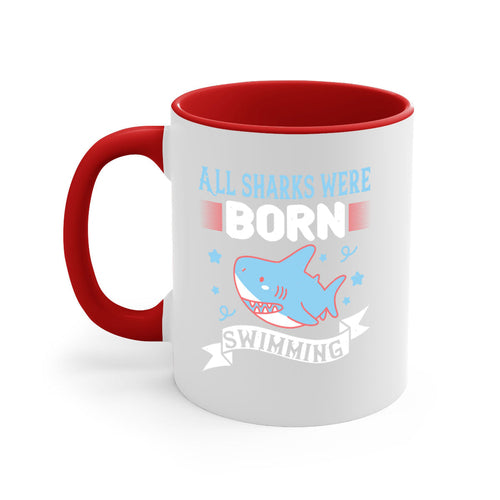All Sharks Were Born Swimming Mug - Shark Lover Coffee Cup Gift