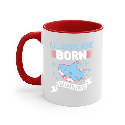 All Sharks Were Born Swimming Mug - Shark Lover Coffee Cup Gift