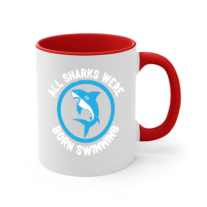 All Sharks Were Born Swimming Mug - Inspirational Shark Coffee Cup Gift