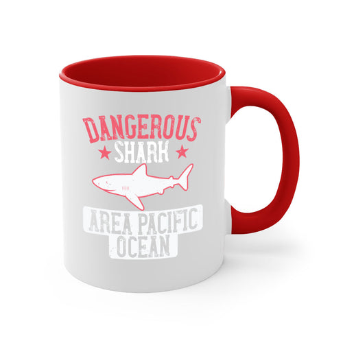 Dangerous Shark Area Pacific Ocean Mug - Shark Lover Coffee Cup Gift