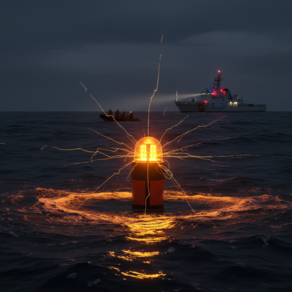 ResQFlare floating in ocean at night