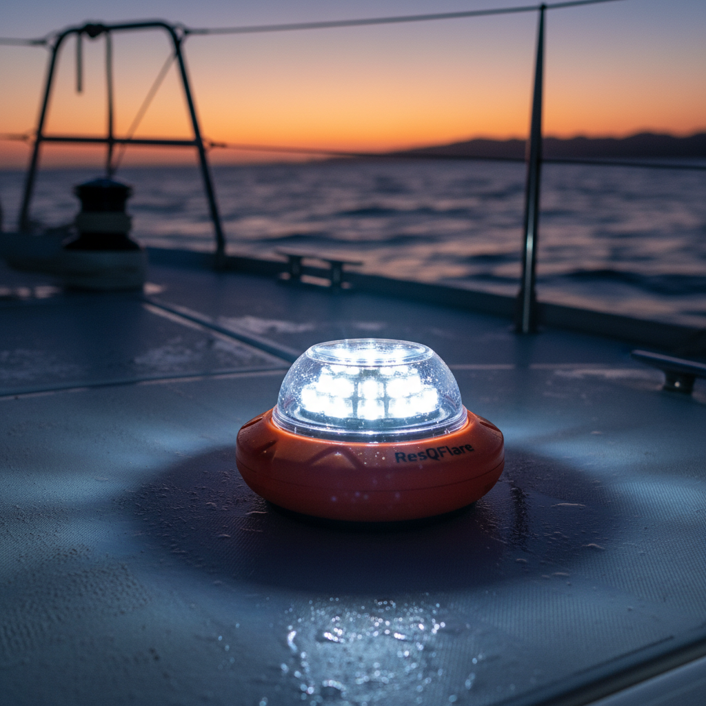 ResQFlare on boat deck at dusk