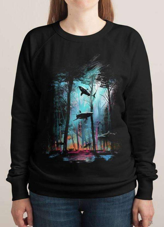 Shark Forest Women's Printed Sweatshirt - Ocean Graphic Pullover