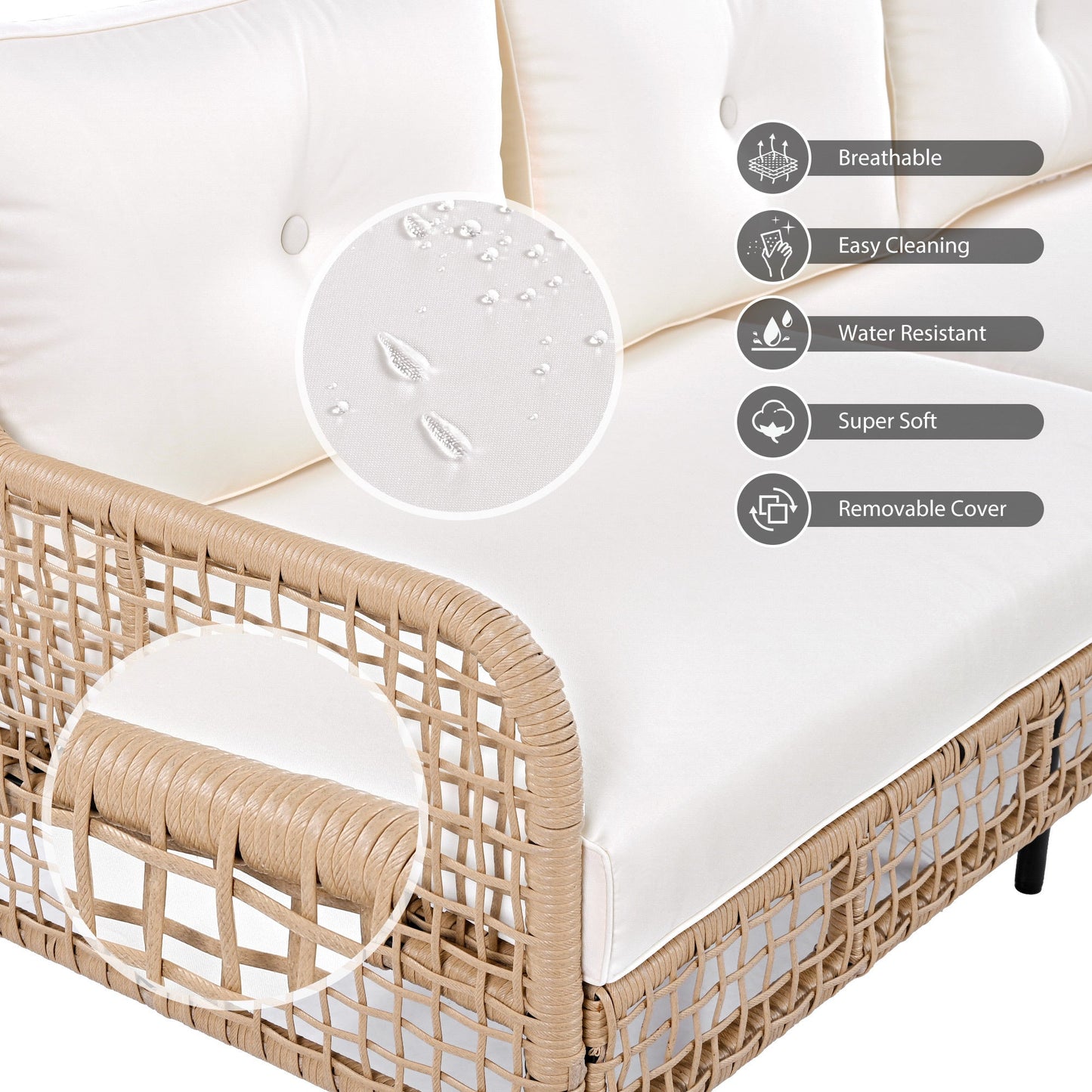 4 Pieces Patio Furniture Set with Swivel Chairs, Outdoor Wicker Sofas - Toddcraft