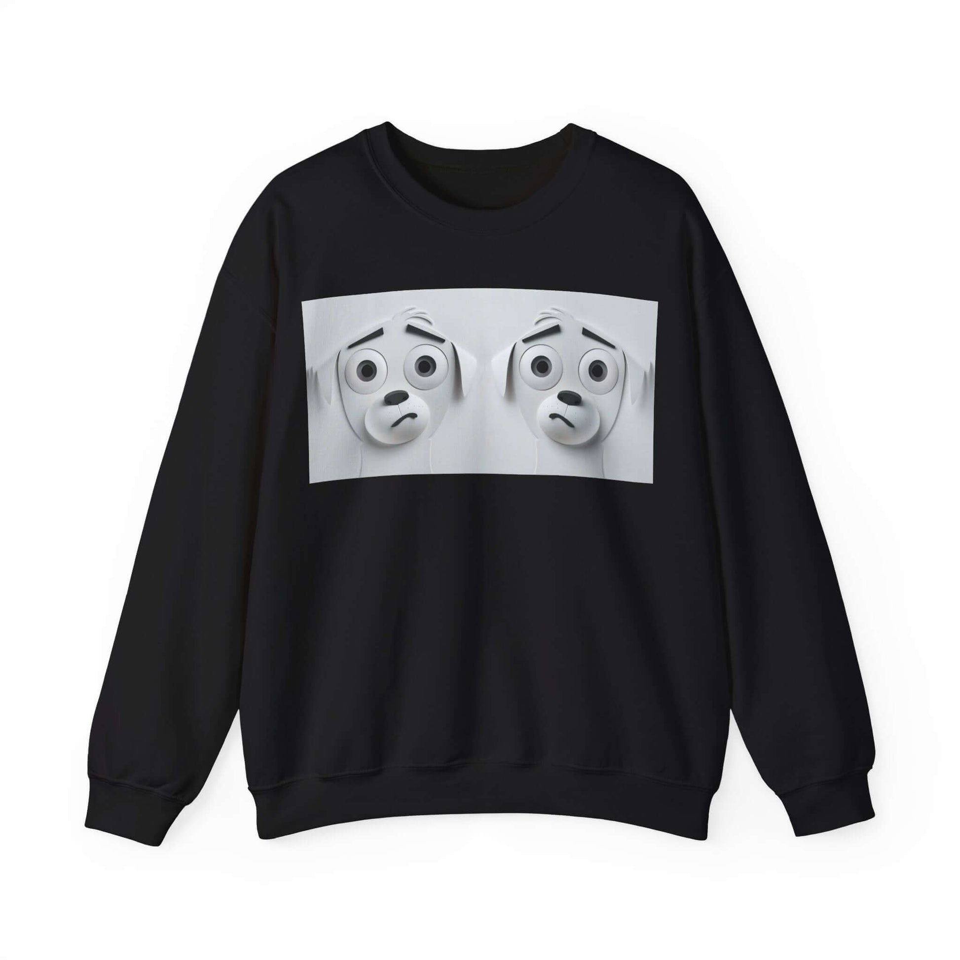 The sarcastic dog face 3D sweatshirt in black.