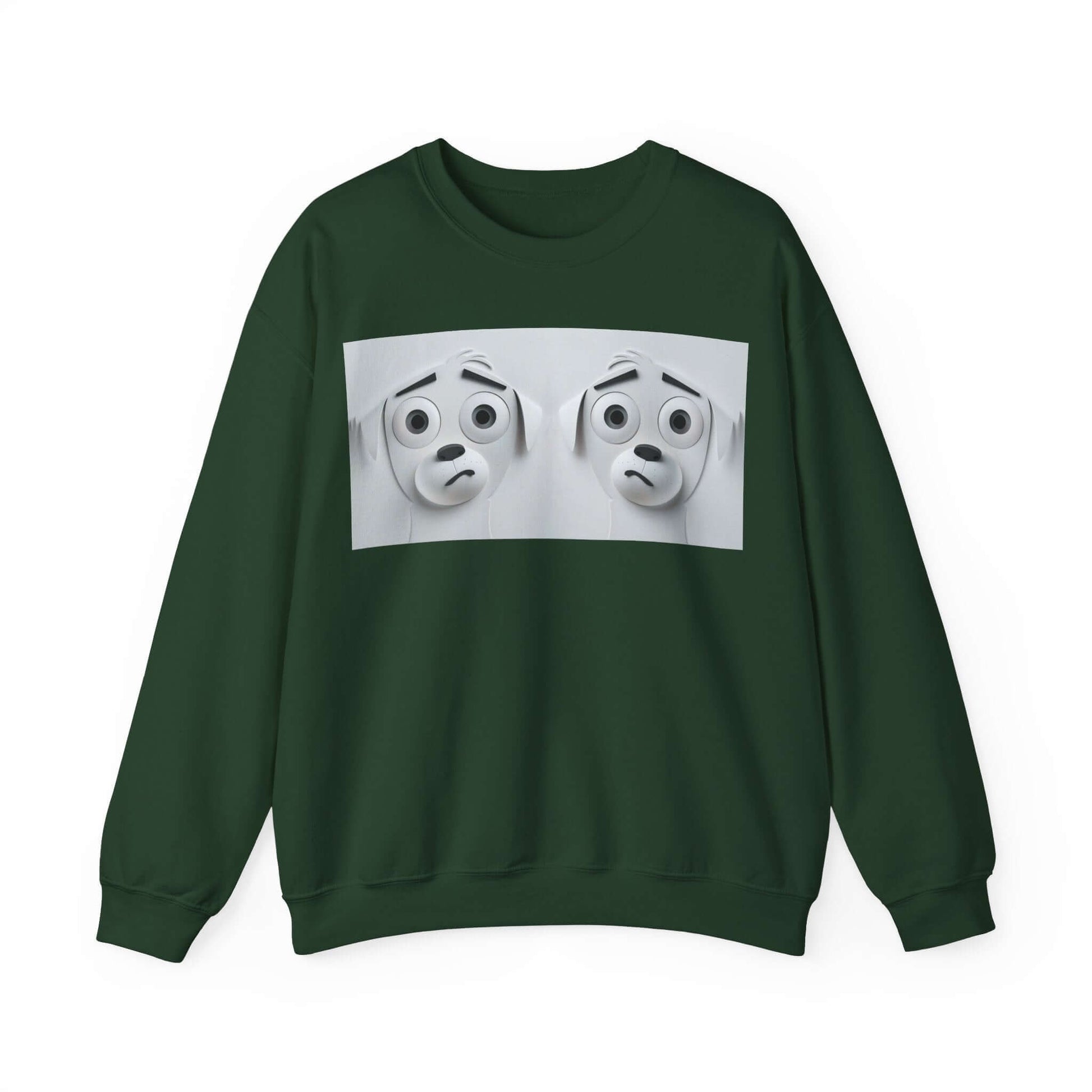 The sarcastic dog face 3D sweatshirt in forest green.