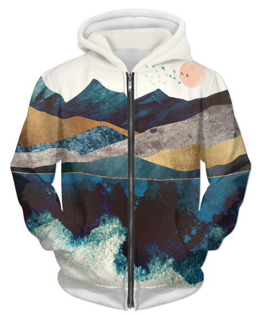 Blue Mountain Reflection 1 UNISEX ZIP HOODIE - Toddcraft