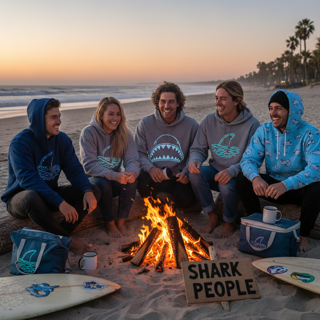 Shark People community beach bonfire
