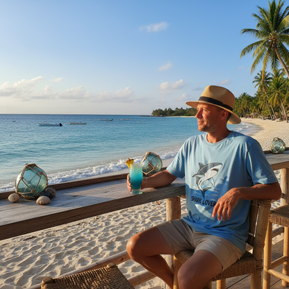 Shark tee at beach bar