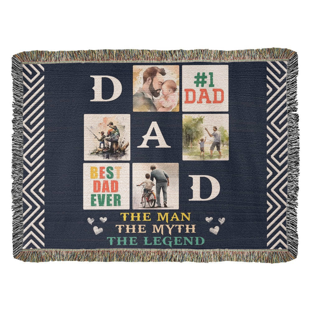 Dad Heirloom Woven Blanket 80x60 – Personalized Horizontal Throw with Message Warm Gift for Father’s Day, Birthday, or Christmas - Toddcraft