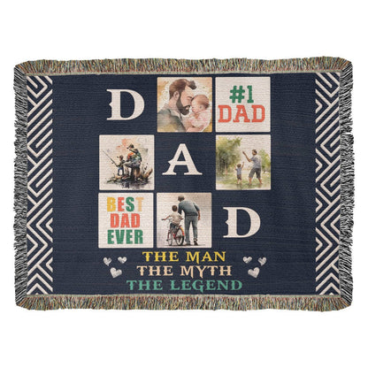 Dad Heirloom Woven Blanket 80x60 – Personalized Horizontal Throw with Message Warm Gift for Father’s Day, Birthday, or Christmas - Toddcraft