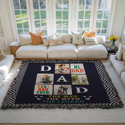 Dad Heirloom Woven Blanket 80x60 – Personalized Horizontal Throw with Message Warm Gift for Father’s Day, Birthday, or Christmas - Toddcraft