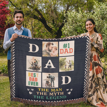 Dad Heirloom Woven Blanket 80x60 – Personalized Horizontal Throw with Message Warm Gift for Father’s Day, Birthday, or Christmas - Toddcraft