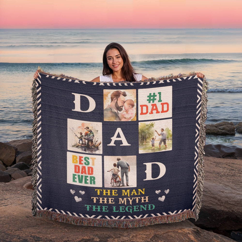 Dad Heirloom Woven Blanket 80x60 – Personalized Horizontal Throw with Message Warm Gift for Father’s Day, Birthday, or Christmas - Toddcraft