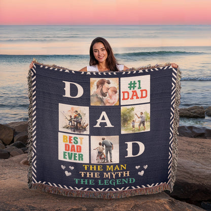 Dad Heirloom Woven Blanket 80x60 – Personalized Horizontal Throw with Message Warm Gift for Father’s Day, Birthday, or Christmas - Toddcraft