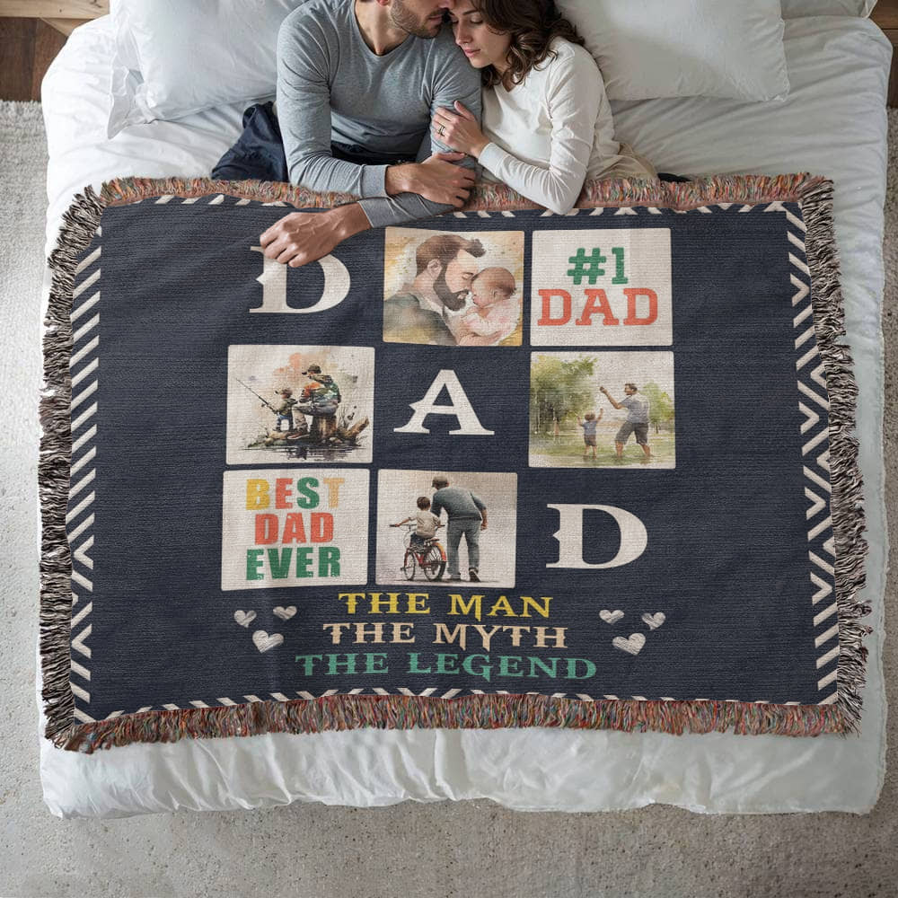 Dad Heirloom Woven Blanket 80x60 – Personalized Horizontal Throw with Message Warm Gift for Father’s Day, Birthday, or Christmas - Toddcraft