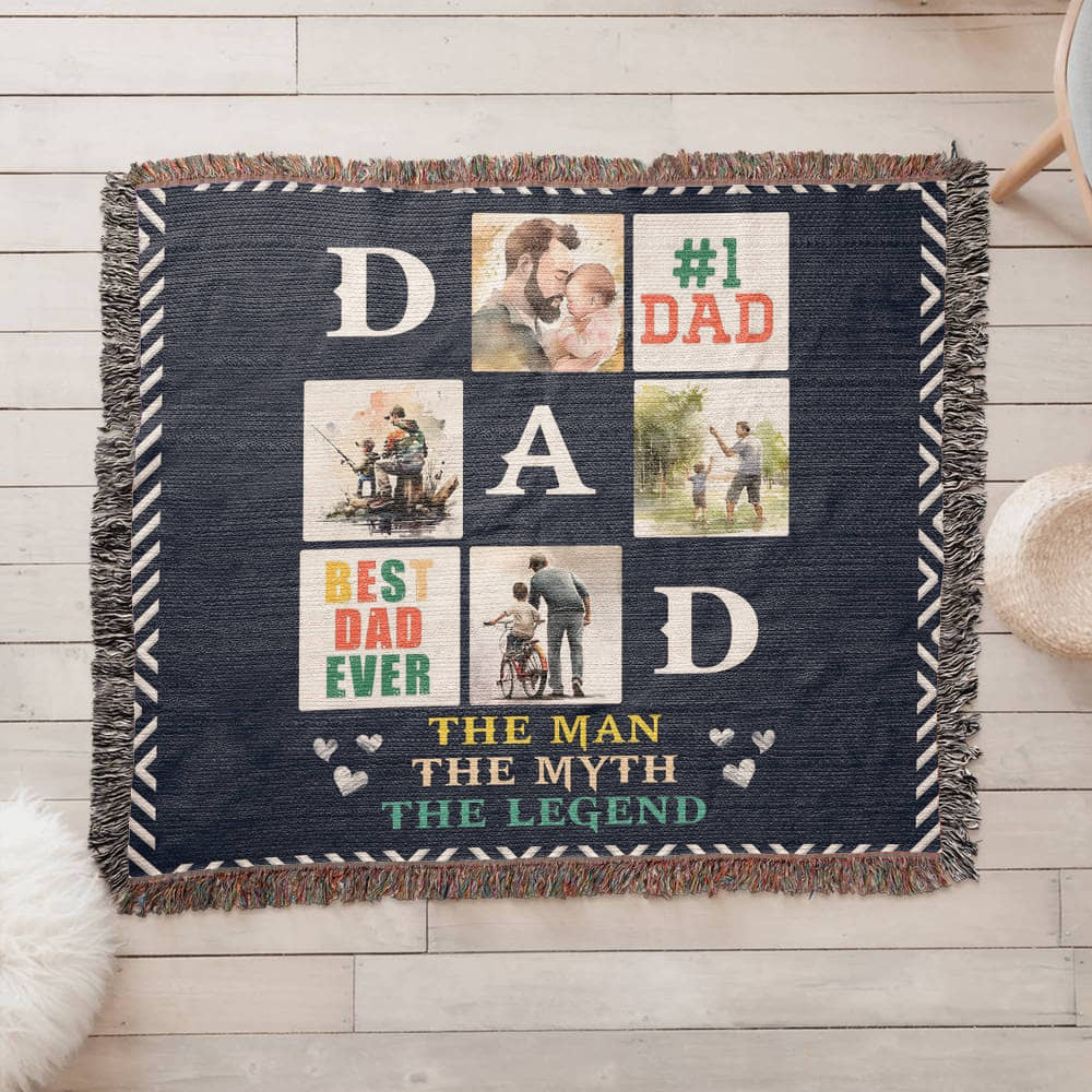 Dad Heirloom Woven Blanket 80x60 – Personalized Horizontal Throw with Message Warm Gift for Father’s Day, Birthday, or Christmas - Toddcraft