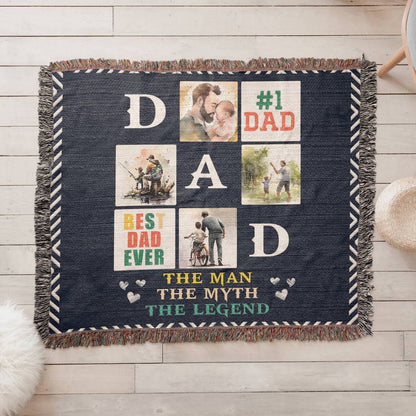 Dad Heirloom Woven Blanket 80x60 – Personalized Horizontal Throw with Message Warm Gift for Father’s Day, Birthday, or Christmas - Toddcraft