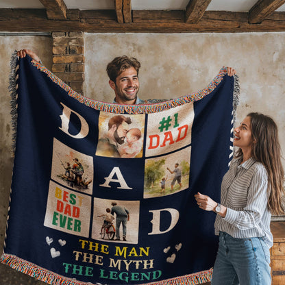 Dad Heirloom Woven Blanket 80x60 – Personalized Horizontal Throw with Message Warm Gift for Father’s Day, Birthday, or Christmas - Toddcraft