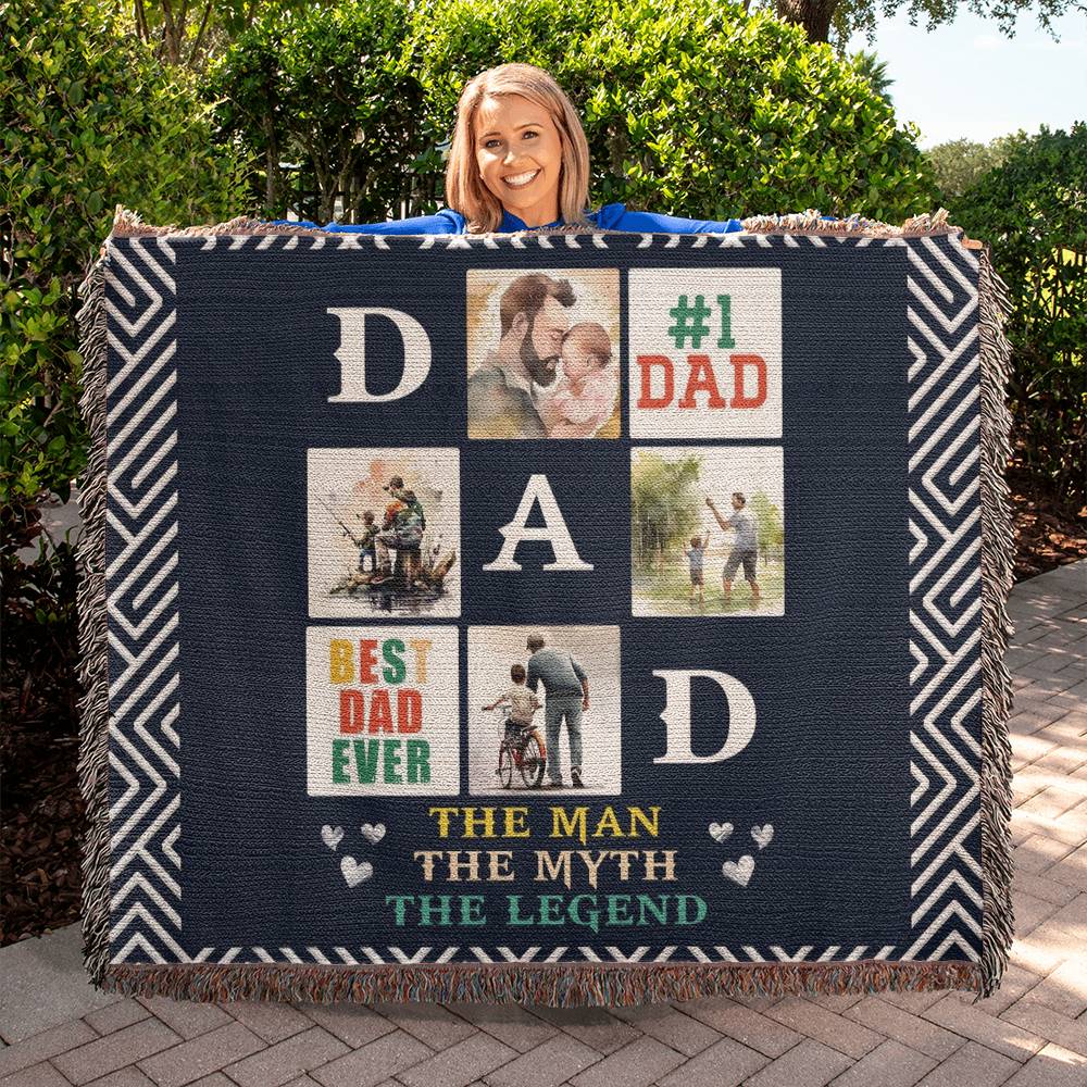 Dad Heirloom Woven Blanket 80x60 – Personalized Horizontal Throw with Message Warm Gift for Father’s Day, Birthday, or Christmas - Toddcraft
