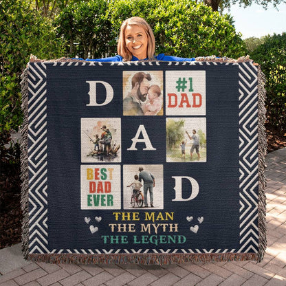 Dad Heirloom Woven Blanket 80x60 – Personalized Horizontal Throw with Message Warm Gift for Father’s Day, Birthday, or Christmas - Toddcraft