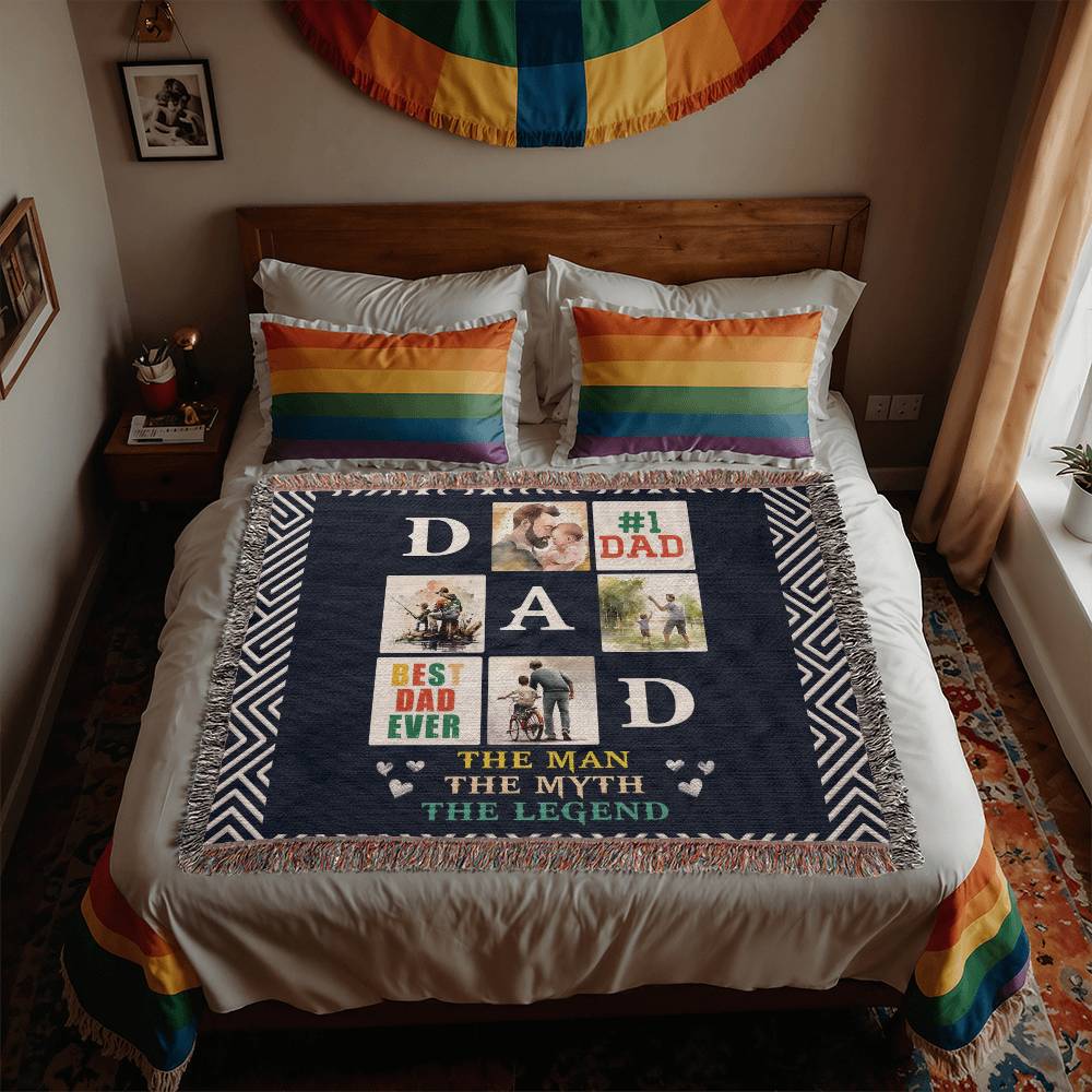 Dad Heirloom Woven Blanket 80x60 – Personalized Horizontal Throw with Message Warm Gift for Father’s Day, Birthday, or Christmas - Toddcraft