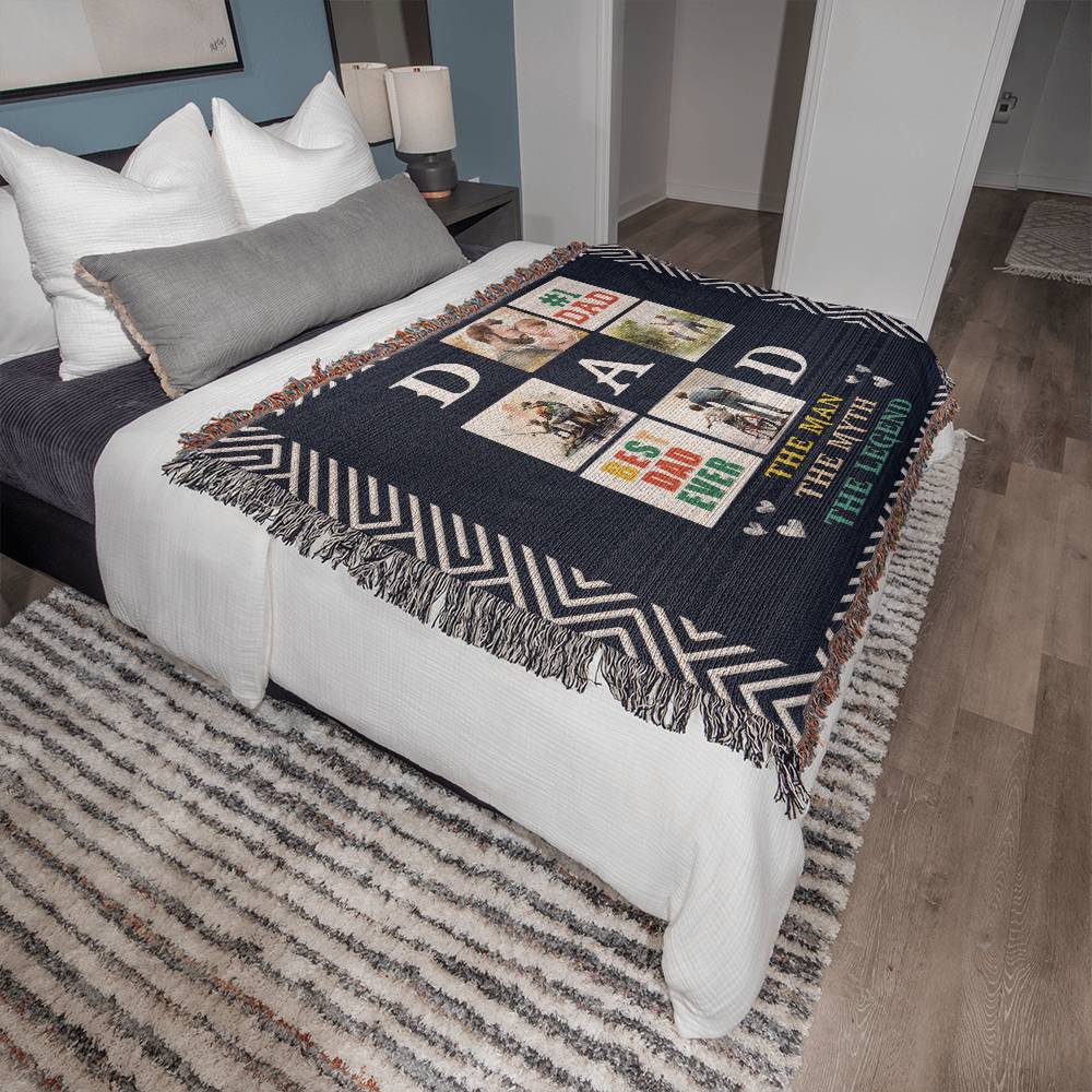 Dad Heirloom Woven Blanket 80x60 – Personalized Horizontal Throw with Message Warm Gift for Father’s Day, Birthday, or Christmas - Toddcraft