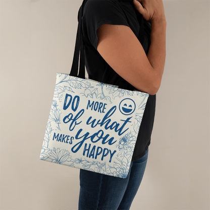 Classic Tote Bag with "Do More of What Makes You Happy" design, suitable for shopping and gifting.
