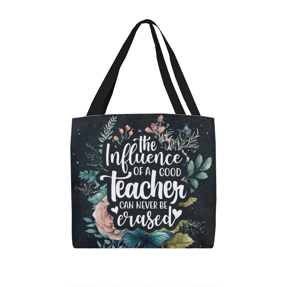 Classic Tote Bag with Inspirational Teacher Quote and Floral Design