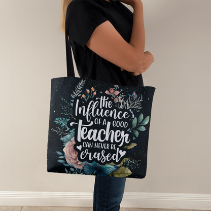 Classic Tote Bag with inspirational teacher quote and floral design.