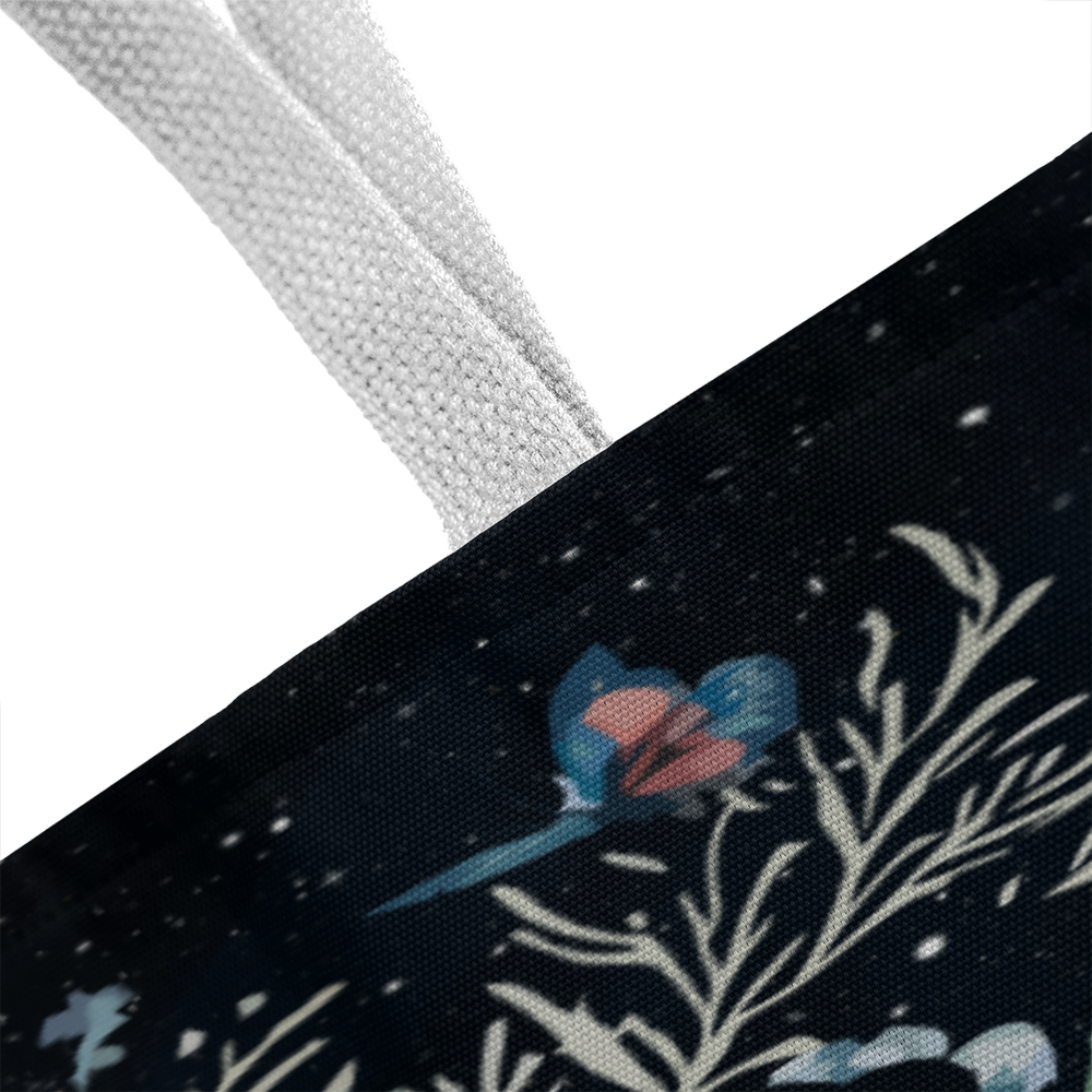 Classic Tote Bag with floral design and white straps.