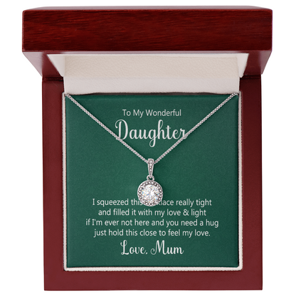 Eternal Hope Necklace gift for daughter in luxury mahogany box with LED spotlight.