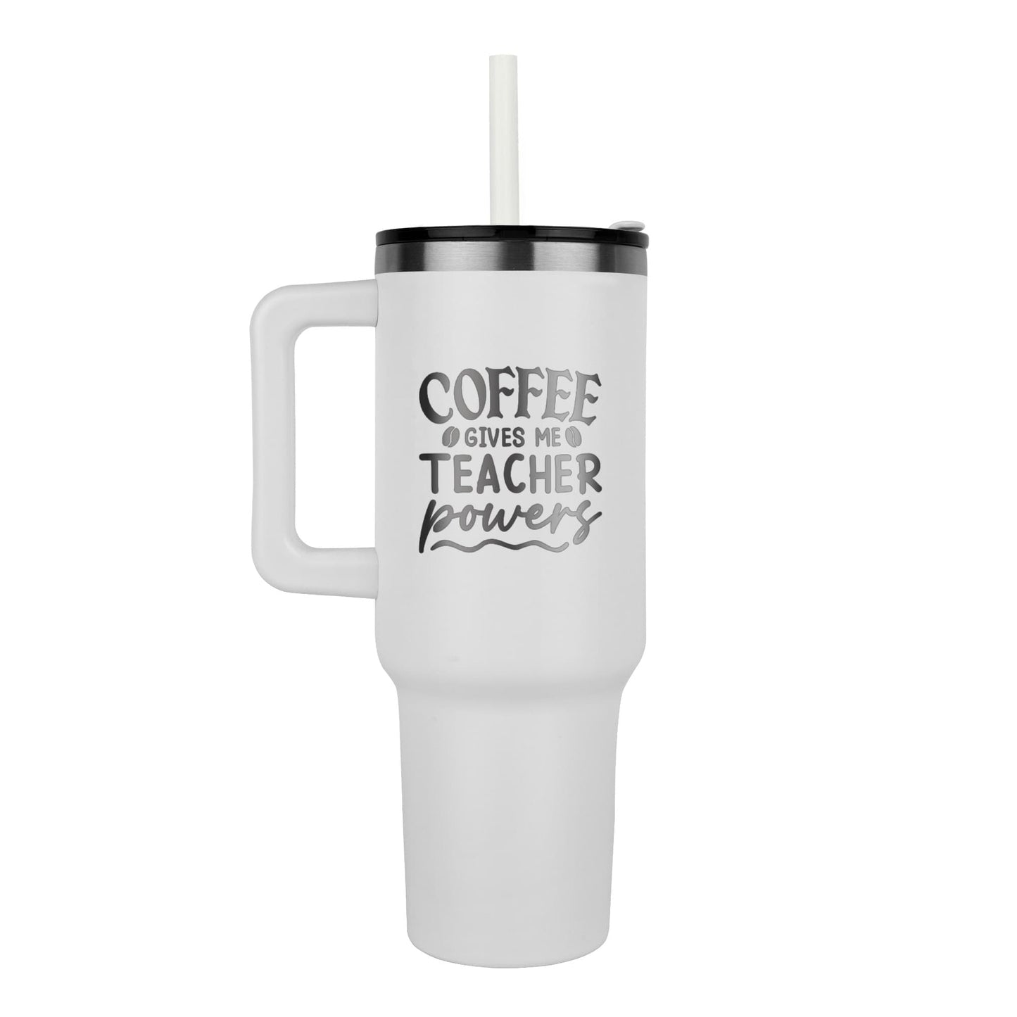 40 oz coffee tumbler laser engraved Coffee gives me teacher power Great gift for all teachers and educators - Toddcraft