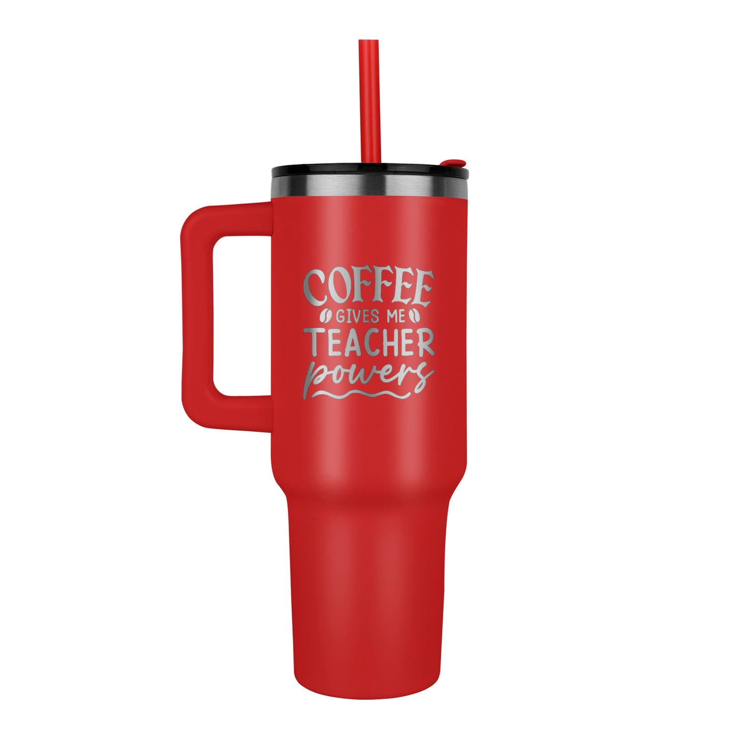 40 oz coffee tumbler laser engraved Coffee gives me teacher power Great gift for all teachers and educators - Toddcraft
